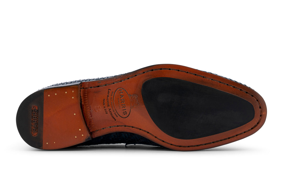 Hand -painted woven leather moccasin