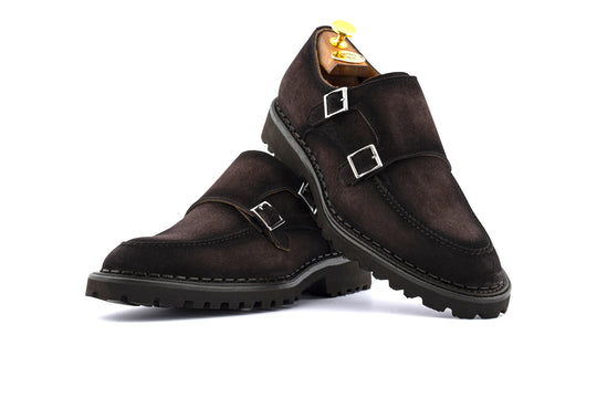 Doppia fibbia in camoscio testa di moro