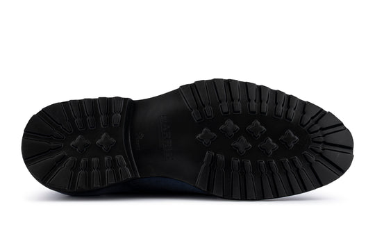 Doppia fibbia in camoscio azzurro