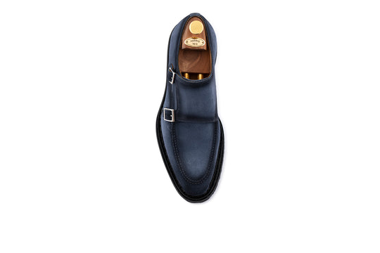 Doppia fibbia in camoscio azzurro