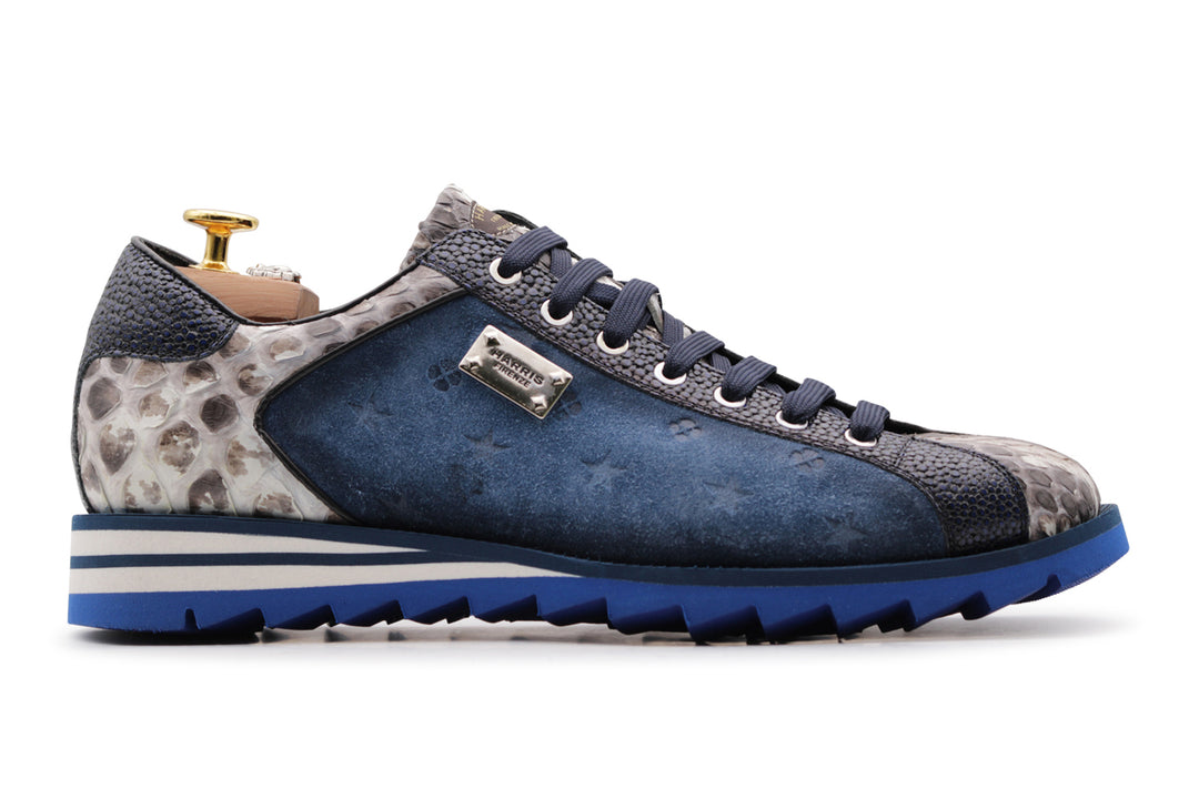 Zapatillas de deporte en gamuza y pitone