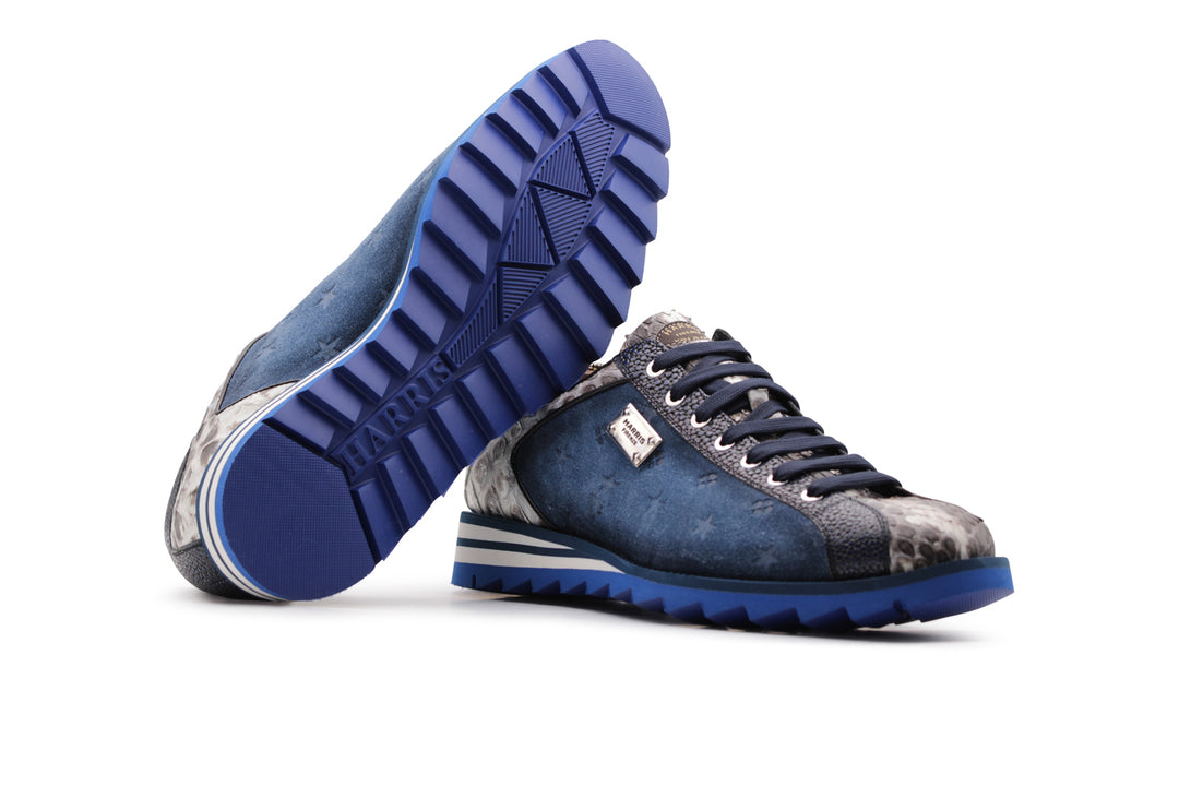 Zapatillas de deporte en gamuza y pitone