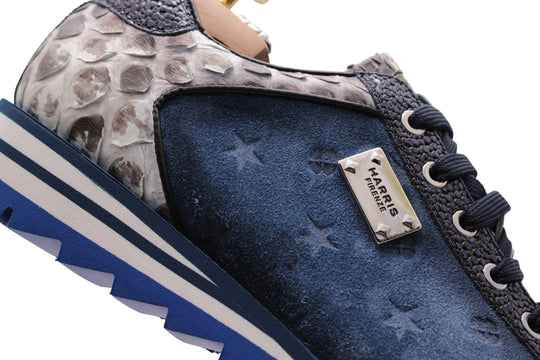 Zapatillas de deporte en gamuza y pitone