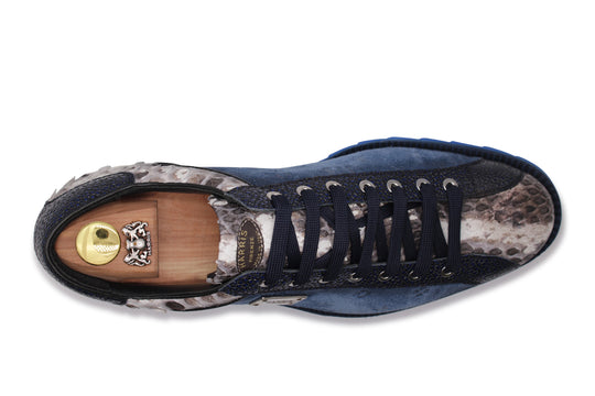Zapatillas de deporte en gamuza y pitone