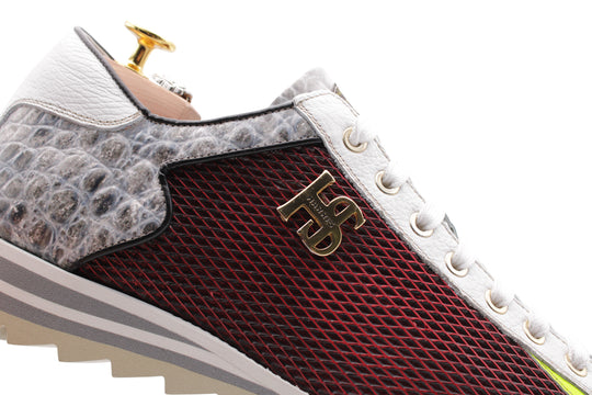 Traforato effect leather sneakers and crocodile printing