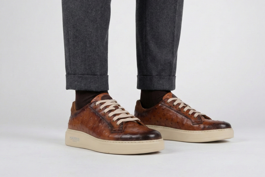 Baskets en cuir imprimé effet autruche