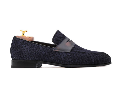 Woven suede loafer