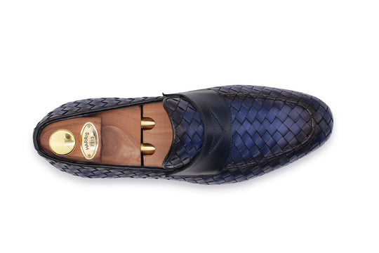 Woven leather loafer