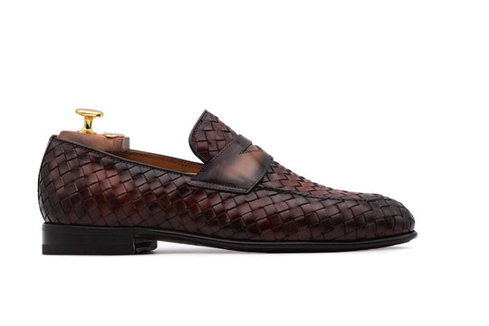 Woven leather loafer