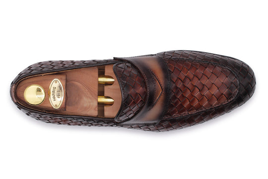 Woven leather loafer