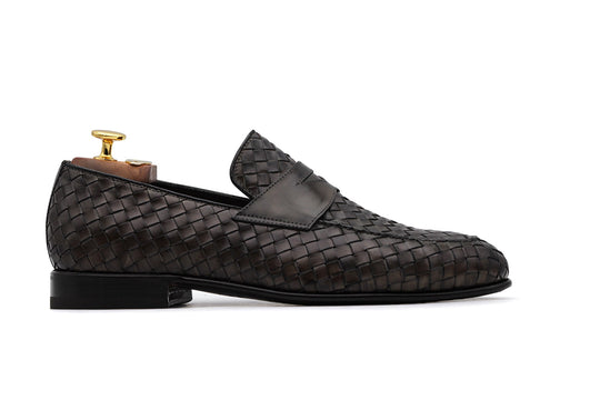 Woven leather loafer