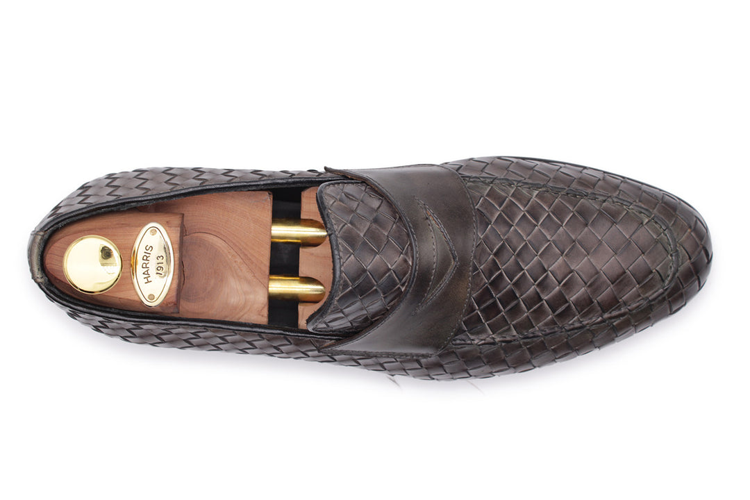 Woven leather loafer