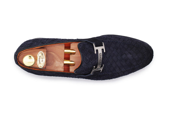 Woven suede loafer