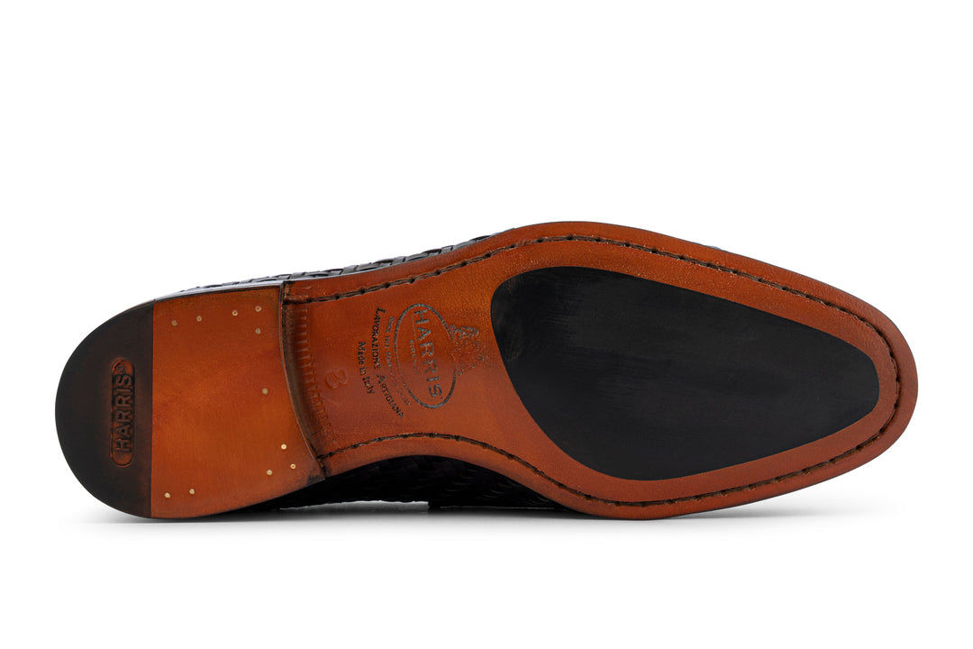 Mocassino in pelle intrecciata dipinto a mano
