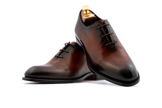 Hand-painted and shaded leather Oxford lace-up