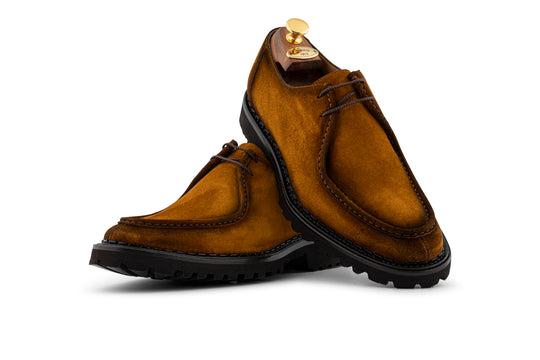 Suede lace-up with hand stitching