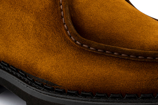 Suede lace-up with hand stitching