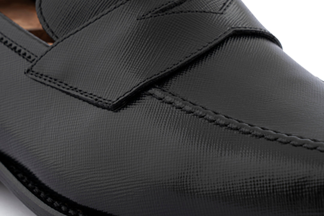 Printed leather moccasin