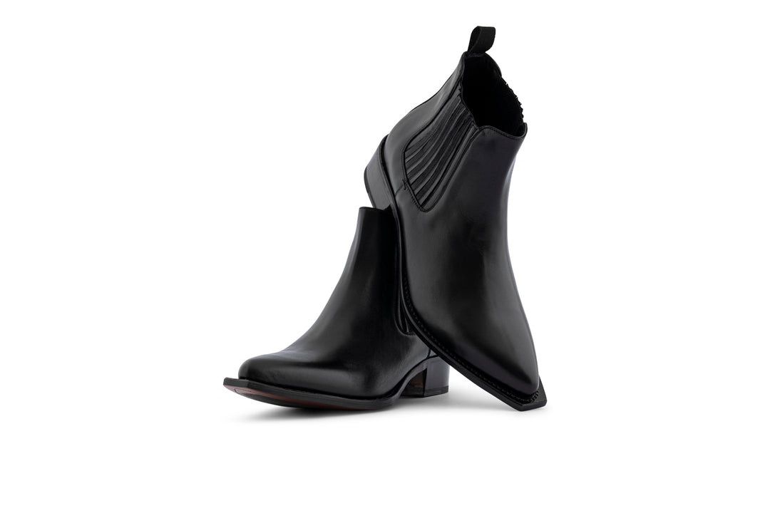 Botín tejano de piel con elástico