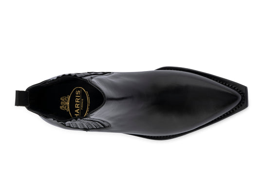 Botín tejano de piel con elástico