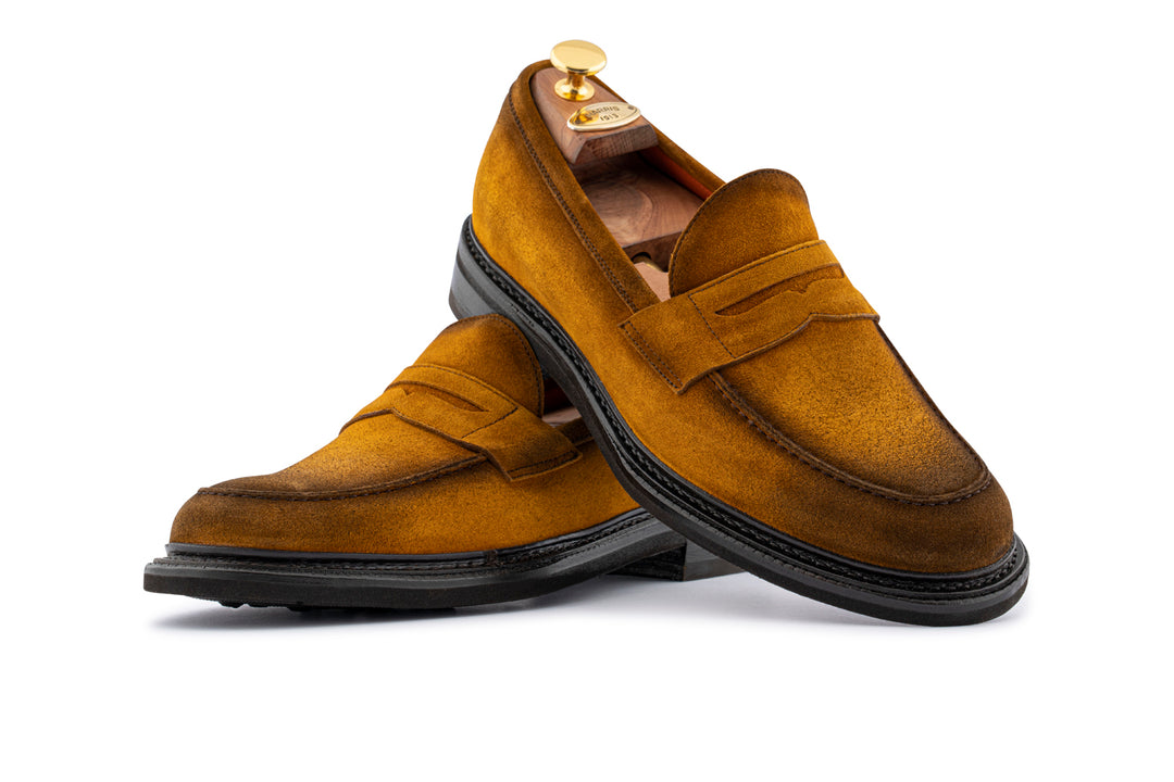 Mocassino in suede sfumato a mano