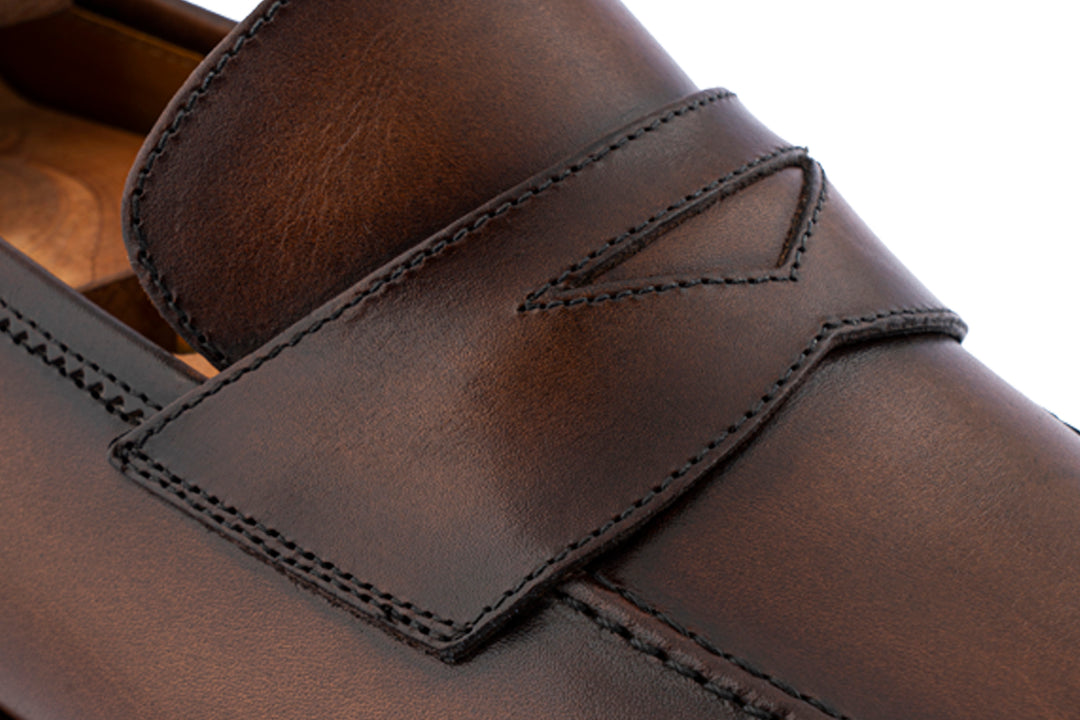 Mocassino in pelle anticata