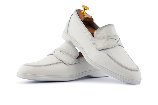 Mocassino in pelle morbida effetto alce e suola in gomma