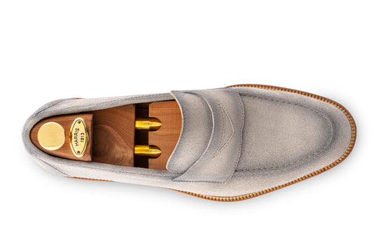 Mocassino in suede anticato a mano