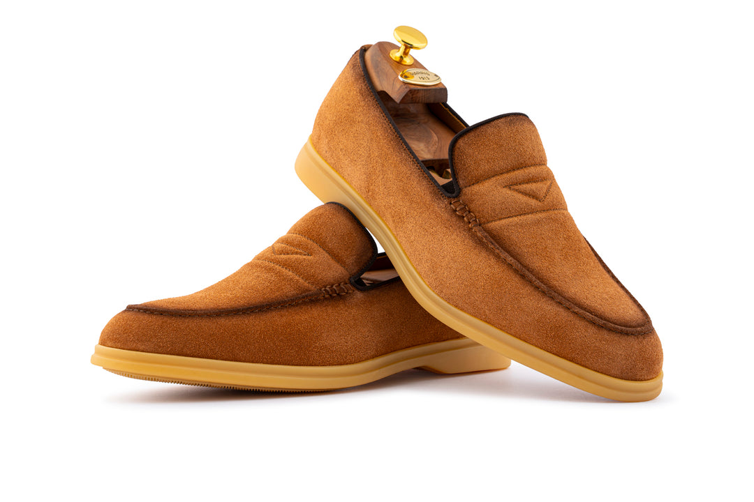 Mocassino in suede e suola in gomma