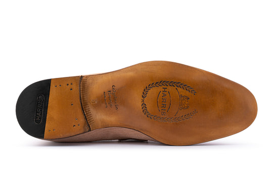 Mocassino in suede rigato con passante