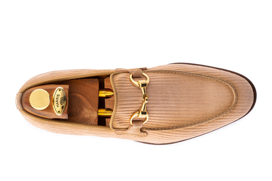 Mocassino in suede rigato con passante