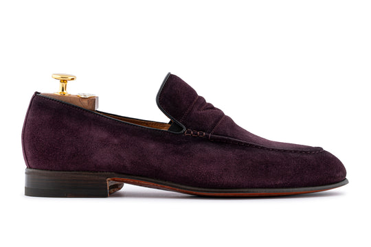 Mocassino in suede con passante imbottito