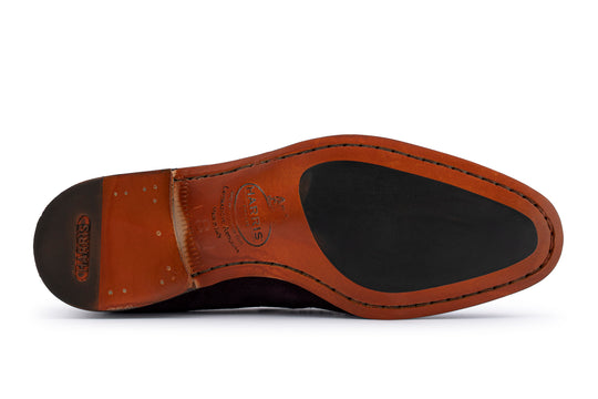 Mocassino in suede con passante imbottito