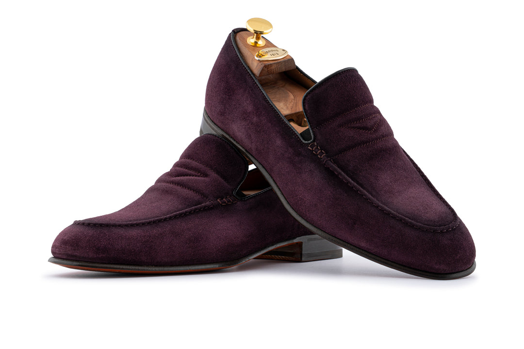 Mocassino in suede con passante imbottito
