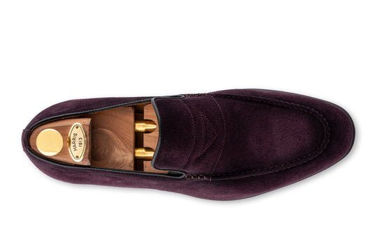 Mocassino in suede con passante imbottito