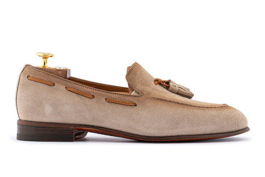 Mocassino in suede con pon pon Beige
