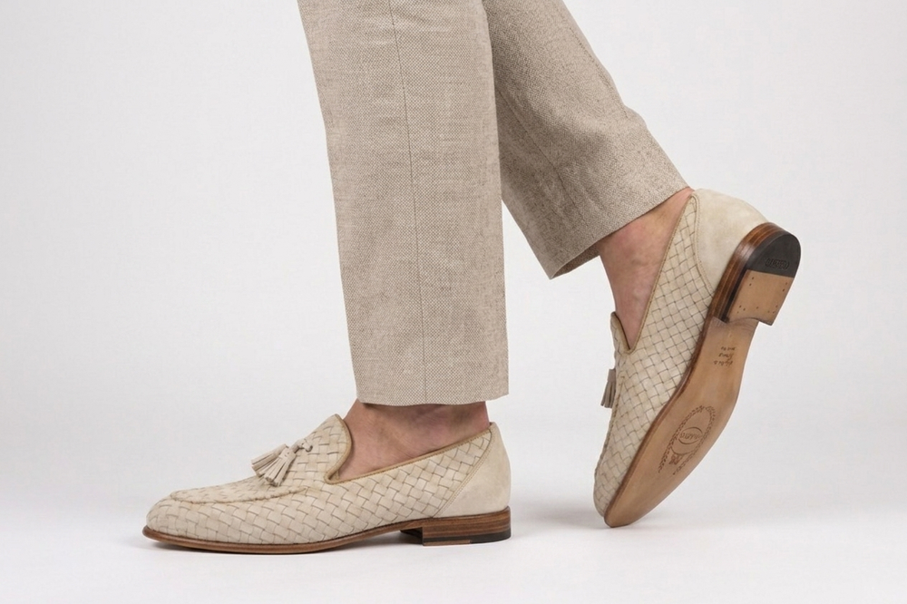Mocassino in suede intrecciato