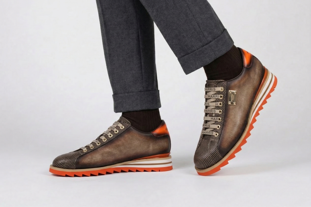 Sneakers effetto trama e suede