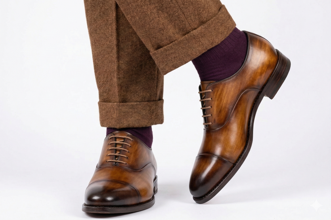 Hand-painted leather brogues