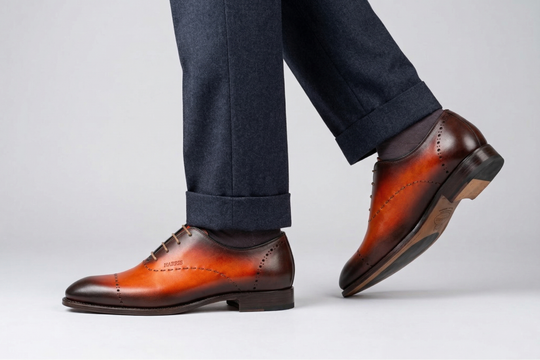 Hand-painted brogues with hand stitching