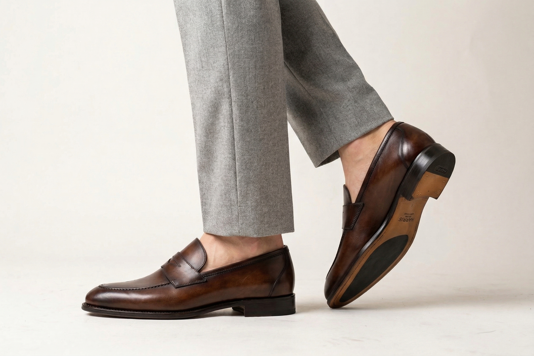 Mocassino in pelle anticata