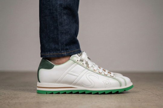 Sneaker in pelle e camoscio sfumato