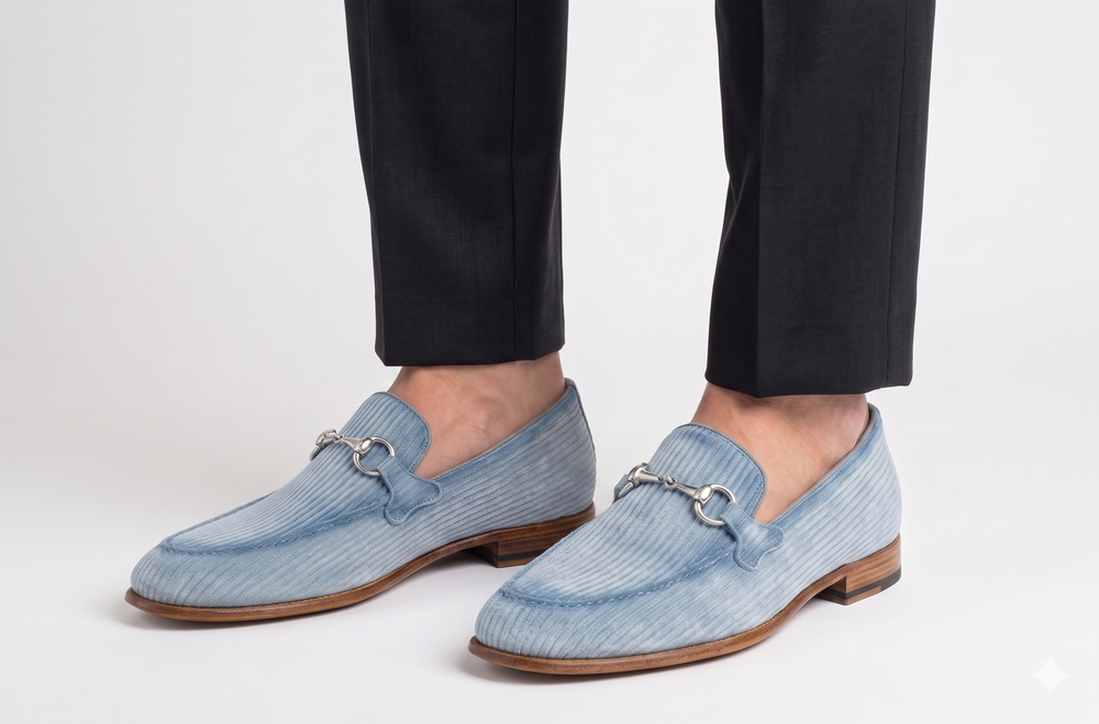 Mocasín ante rayas con trabilla