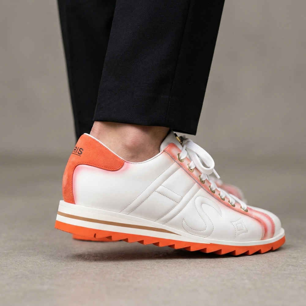 Sneaker en cuir nuancé et daim