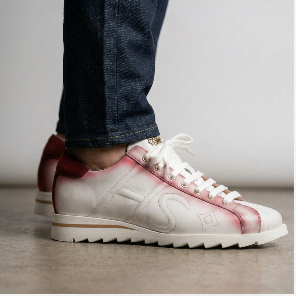 Sneaker en cuir nuancé et daim