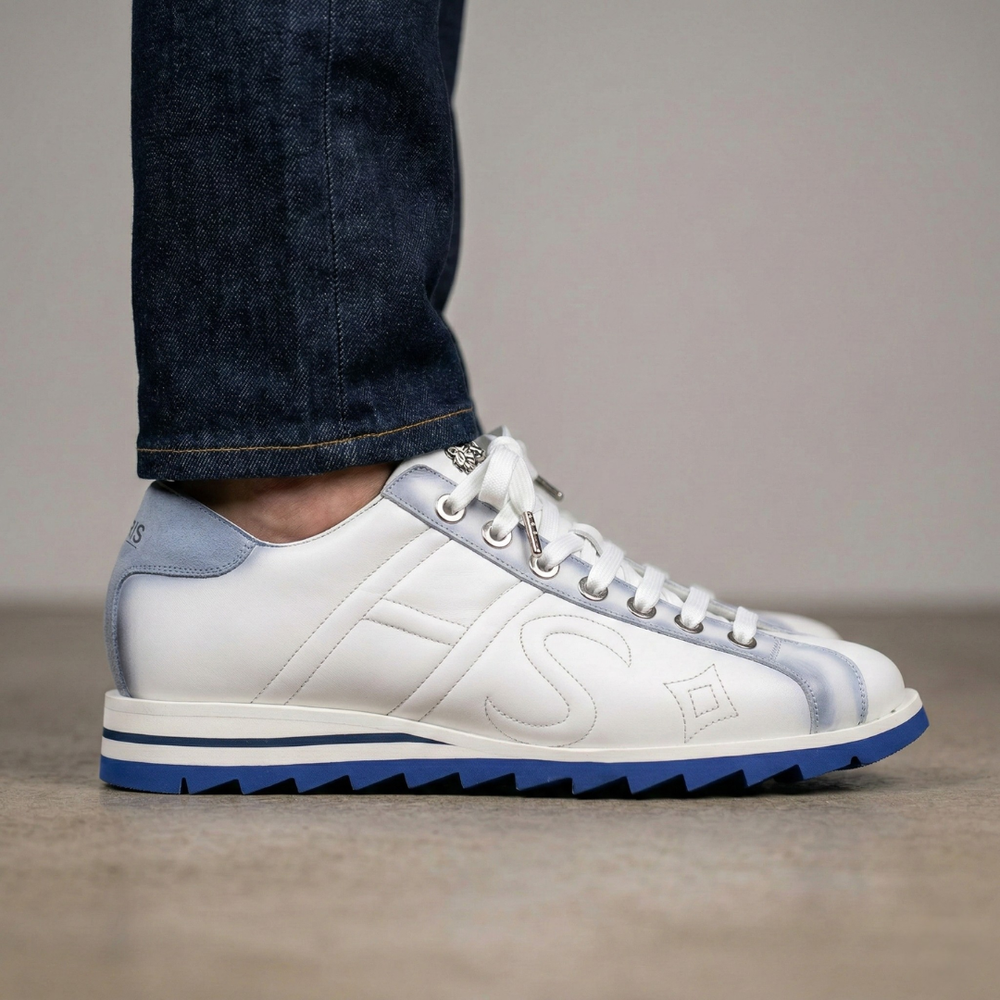 Sneaker en cuir nuancé et daim