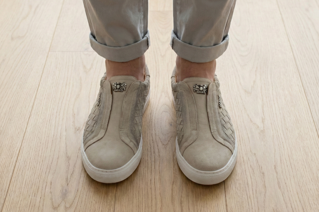 Zapatillas slip-on de piel tejida