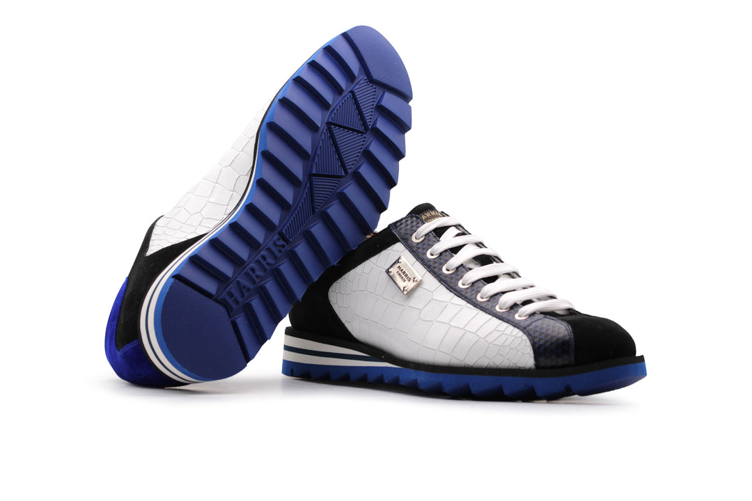 Sneakers effetto coccodrillo e suede