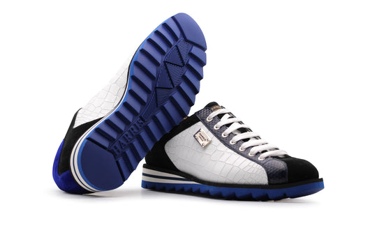 Sneakers effetto coccodrillo e suede