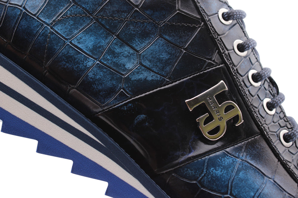 Sneakers in pelle effetto coccodrillo